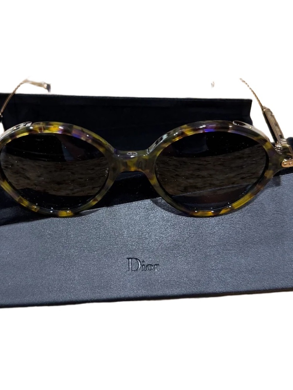 Dior Round Tortoiseshell Sunglasses - Olive/Black